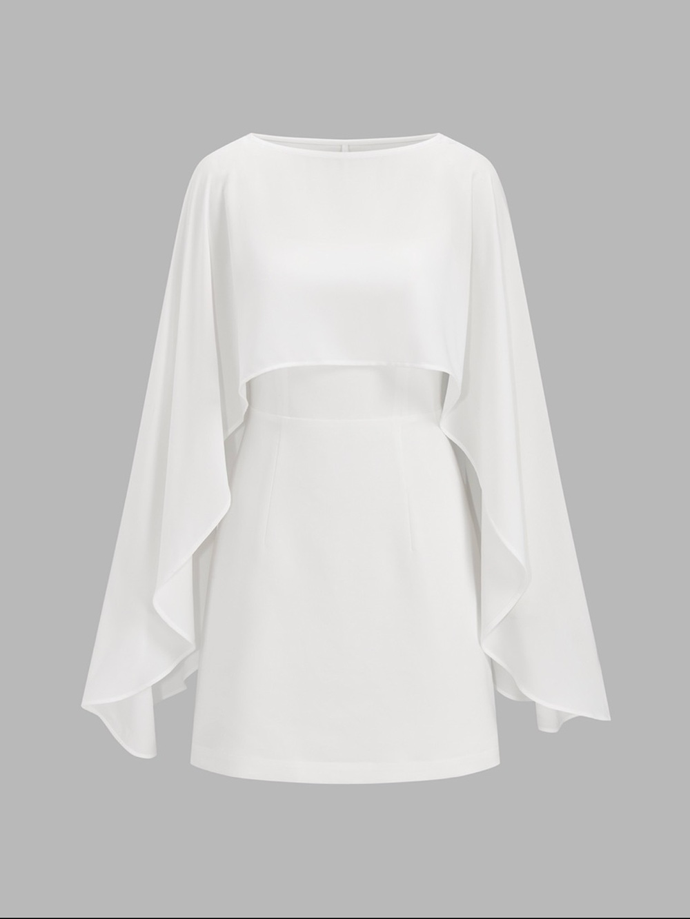 Commense Women's Elegant White Cape Overlay Cami Mini Dress two piece set - Picture 2 of 6